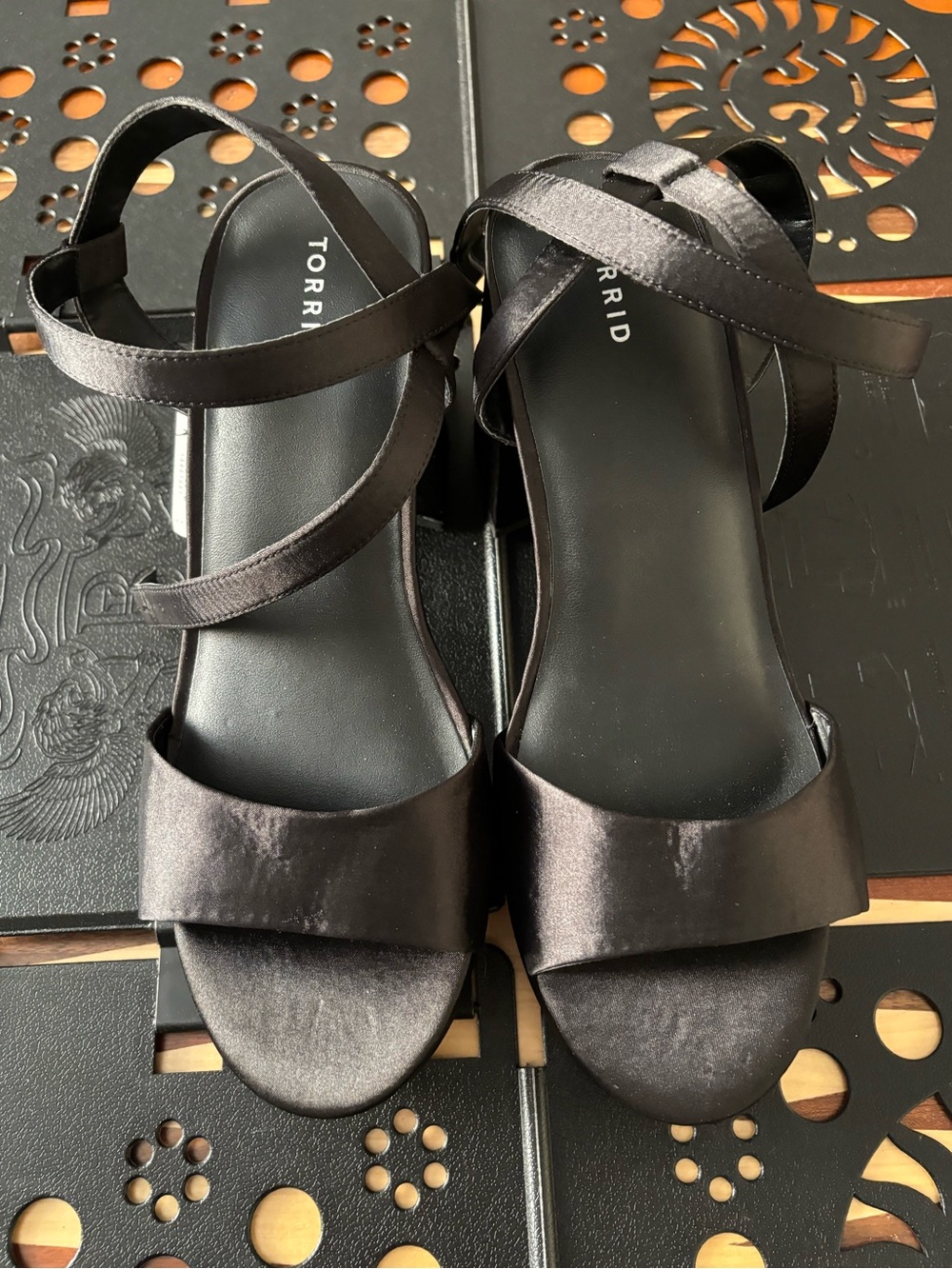 torrid Black Satin Strappy Sandals